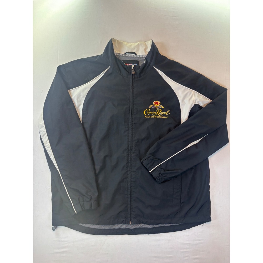 NASCAR Matt Kenseth Crown Royal Jacket Mens 2XL Black Windbreaker Full Zip RNF9
